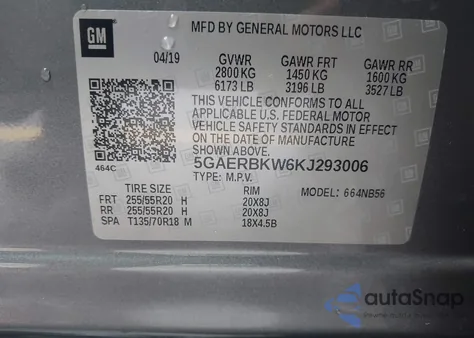 2019 Buick Enclave Fwd Essence z USA, uszkodzony, nr VIN 5GAERBKW6KJ293006